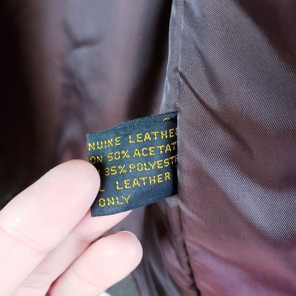 Vintage 90s y2k Reed Brown Leather Bomber Jacket Aviator Flyboy Men's Size Large - Picture 12 of 13